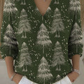 Women's Christmas Pattern Art Print Buttoned Cardigan Sweater