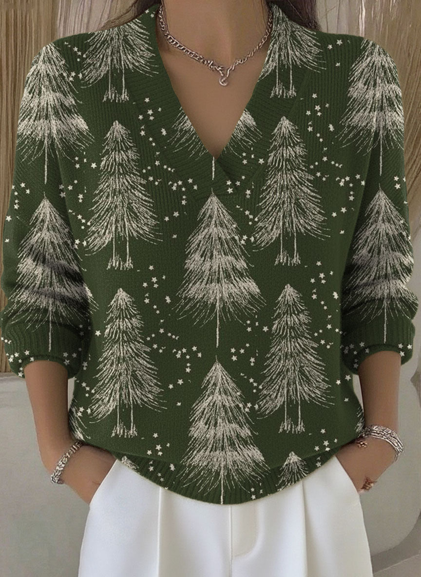 Women's Christmas Pattern Art Print Buttoned Cardigan Sweater