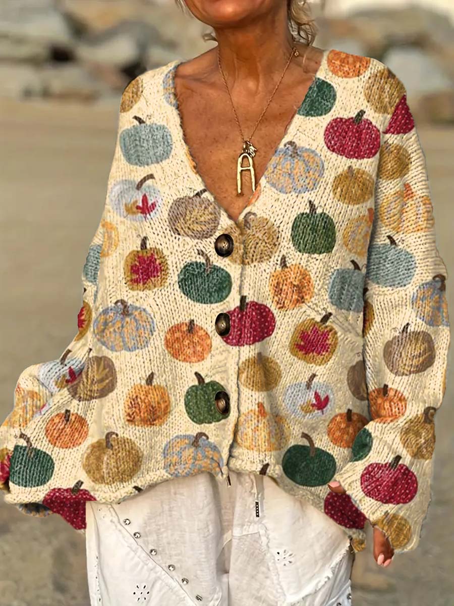 womens-retro-artistic-pumpkin-casual-pullover-sweater