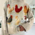 womens-lovely-chicken-pattern-art-print-knit-turtleneck-pullover-sweater-0ez6