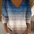 Women's Gradient Striped Casual Pullover Sweater