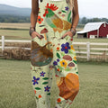 Women's Funny Chick Art Print Casual 100% Cotton Wide Leg Jumpsuit