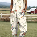 Women's Art Creative Fun Duck Print Casual 100% Cotton Wide Leg Jumpsuit