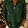 Women's Solid Color High Neck Casual Loose Sequined Knit Sweater