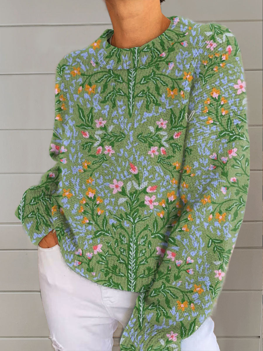 womens-vintage-flower-art-print-casual-pullover-sweater-5xzy