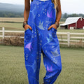 Women's Abstract Sea Life Pattern Art Print Casual 100% Cotton Wide Leg Jumpsuit