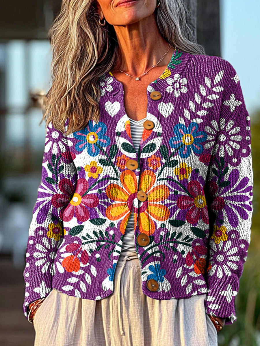 vintage-colorful-floral-illustration-art-print-buttoned-cardigan-sweater