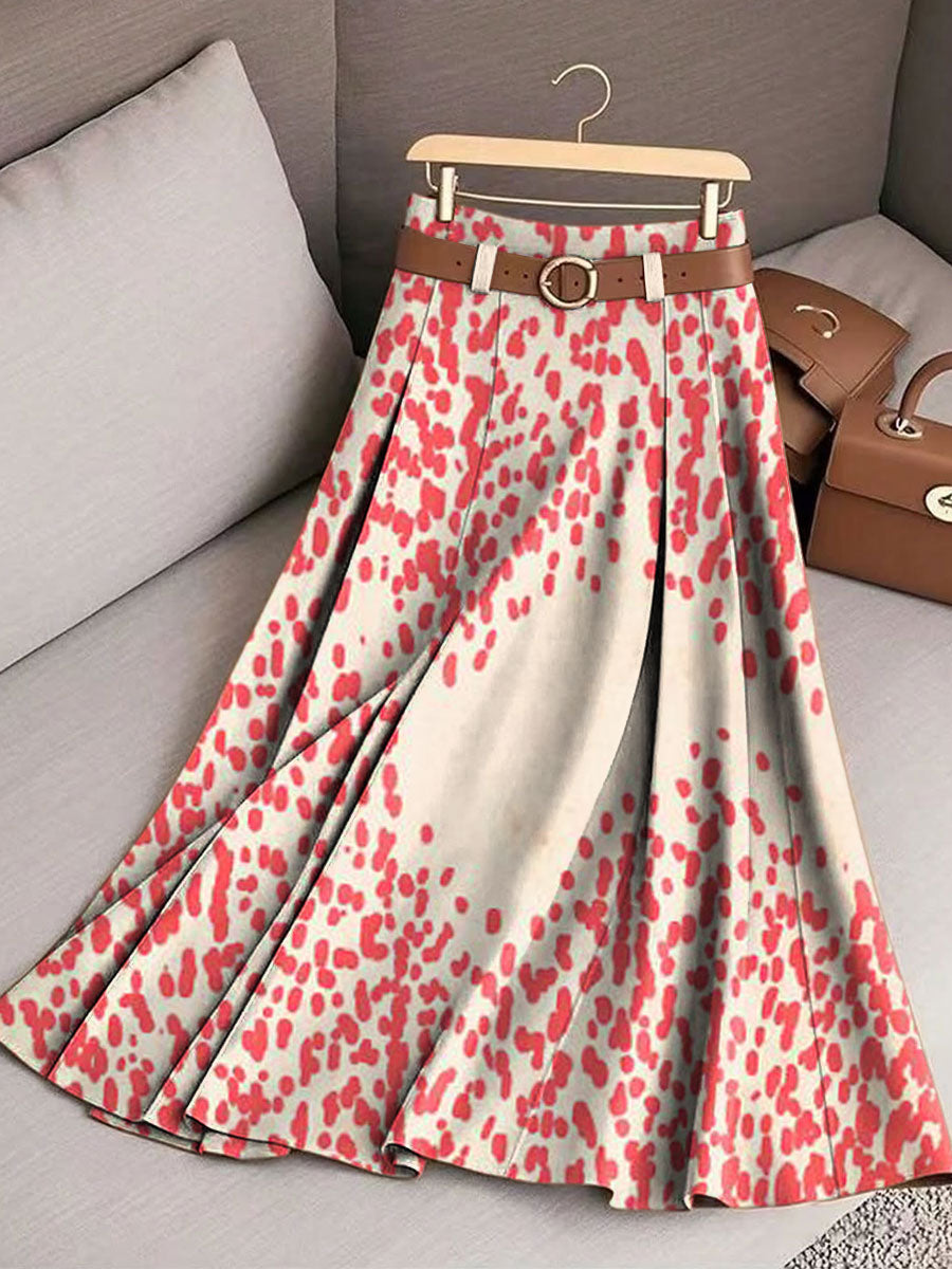 Women's Retro Flowers Pattern Casual Print Cotton Skirt