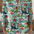 Women's Lovely Christmas Dinosaur Art Print Buttoned Cardigan Sweater