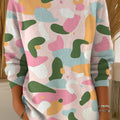 Women's Irregular Color Pattern Print Casual Pullover Sweater