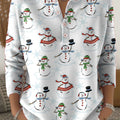Women's Christmas Snowman Pattern Art Print Buttoned Cardigan Sweater