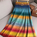 Women's Beautiful Colorful Striped Painting Art Print Cotton Skirt