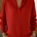 Elegant 80s Shawl Collar Solid Color Pullover Sweater Top