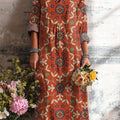 Women's Vintage Ethnic Geometric Floral Art Print Dress