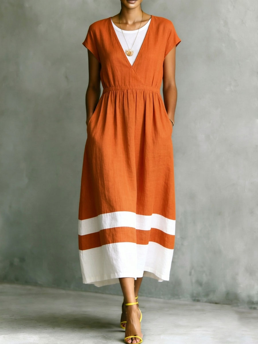 Women's Faux Two-piece Casual Short-sleeve Dress