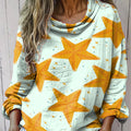 Women's Big And Small Stars Print Casual Long Sleeve Comfortable Cotton Shirt