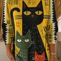 womens-vintage-cat-art-print-casual-pullover-sweater-np2n