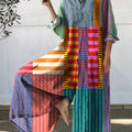 Women's Abstract Geometric Pattern Art Print Casual 100% Cotton Wide Leg Jumpsuit