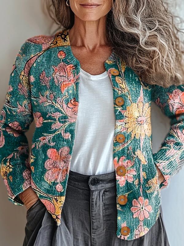 womens-vintage-floral-art-print-buttoned-cardigan-sweater-kzih