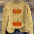 Vintage Pumpkin Art Print Knit Pullover Sweater