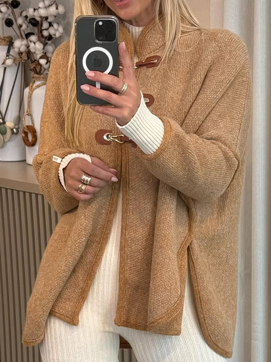 Women's Knitted Cardigan Jacket with Buckle