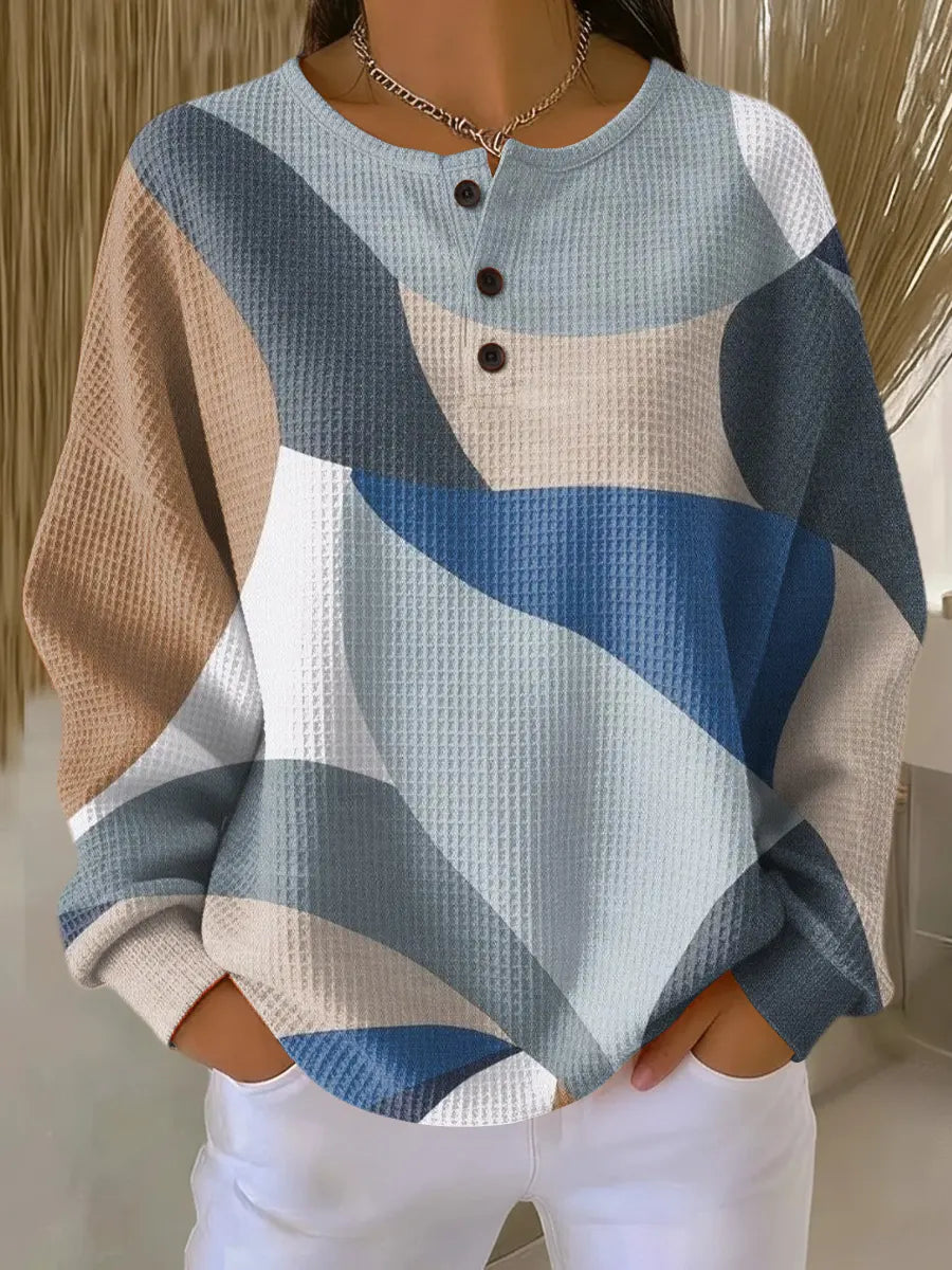 Women's Colorful Abstract Geometric Painting Art Print Casual Cotton Sweatshirt