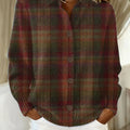 Women's Vintage Plaid Art Print Casual Sweater
