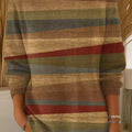 Women's Vintage Geometric Stripe Painting Art Print Casual Pullover Sweater