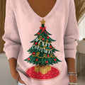 Women's Beautiful Winter Christmas Tree Gift Painting Art Print Casual Pullover Sweater