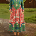 Robe décontractée en coton imprimé floral vintage pour femme