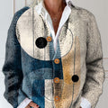 Women's Geometric Pattern Art Print Buttoned Cardigan Sweater