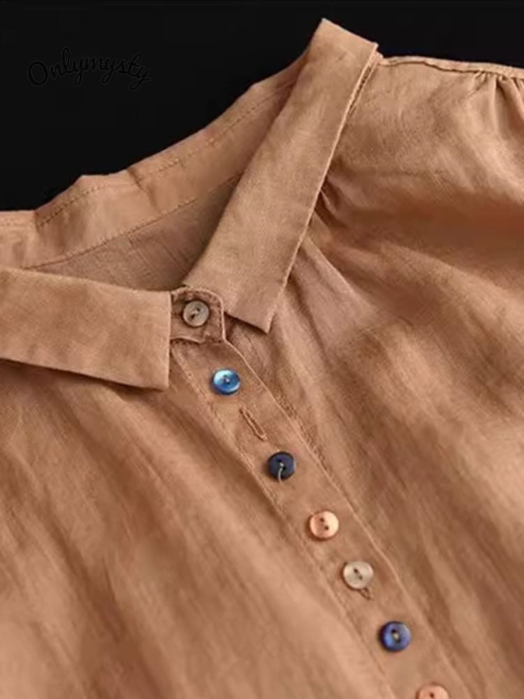 Women's  Loose  Casual Cotton And Linen Shirt