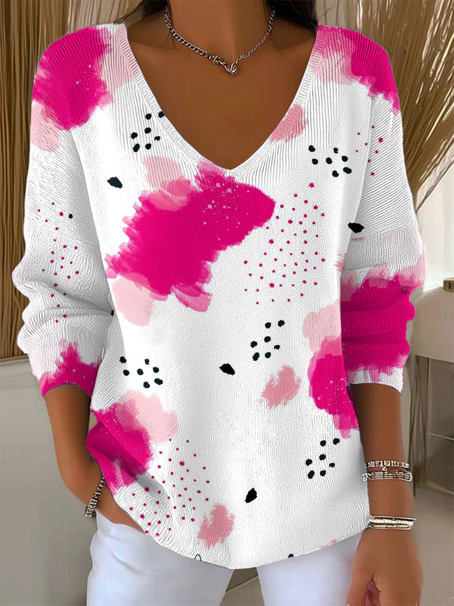 Women's Vintage Abstract Geometry Art Print Casual Pullover Sweater