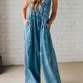 Women's Vest-style Tie-down Pleated Jumpsuit