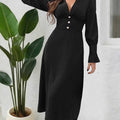 Women's Solid Color Elegant V-neck Shirt Dress