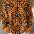 Women's Halloween Pumpkin Pattern Art Print Casual Cotton Sweatshirt