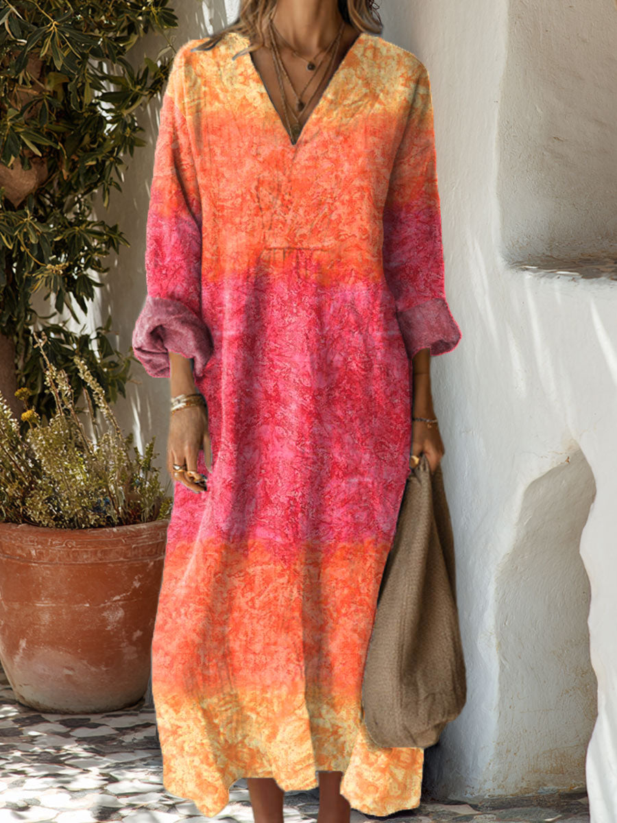 Women's Vintage Gradient Art Print Dress