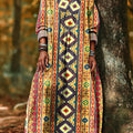 Women's Vintage Ethnic Geometric Stripe Painting Art Print Dress