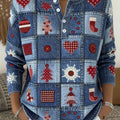 Women's Christmas Tree Art Print Buttoned Cardigan Sweater