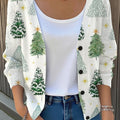 Vintage Christmas  Art Print Buttoned V-neck Cardigan Sweater