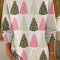 Women's Beautiful Winter Christmas Tree Drawing Art Print Casual Pullover Sweater
