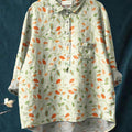 Women's Floral Art Print Casual Cotton And Linen Shirt