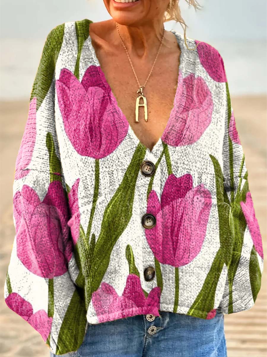 womens-retro-artistic-flowers-casual-pullover-sweater-giyt