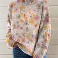 womens-floral-art-print-knit-turtleneck-pullover-sweater-ypyy