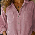 Women's Solid Lapel Long Sleeve Casual Knit Shirt