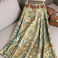 Women's Beautiful Vintage Ethnic Diamond Geometric Pattern Art Print Cotton Skirt