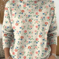 Women's Floral Pattern Art Print Knit Turtleneck Pullover Sweater