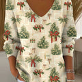 Women's Lovely Christmas Tree Pattern Art Print Casual Pullover Sweater