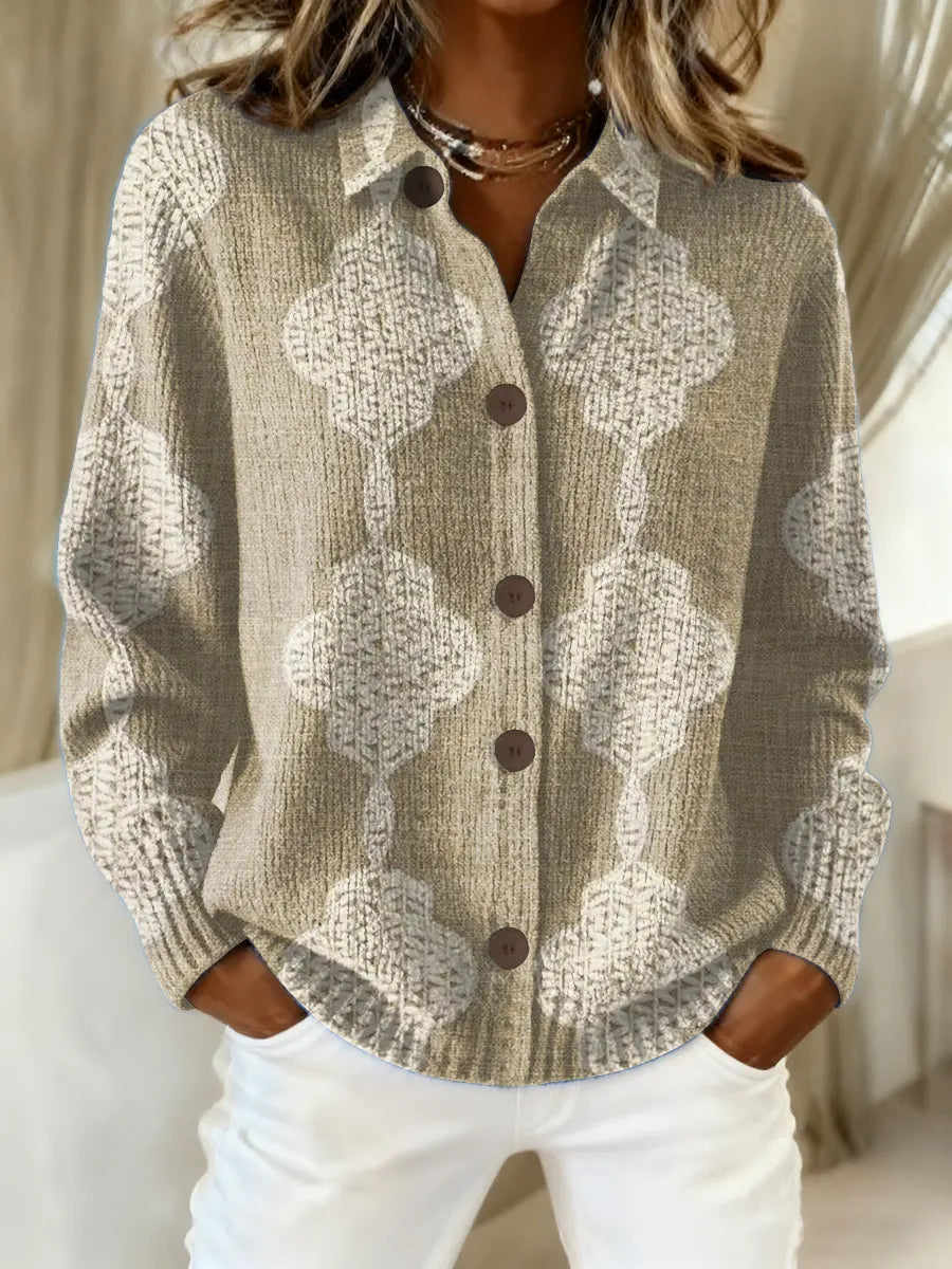 Women's Vintage Abstract Geometry Art Print Casual Sweater