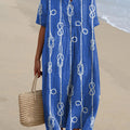 Women's Blue Rope Art Print Flowy Dress